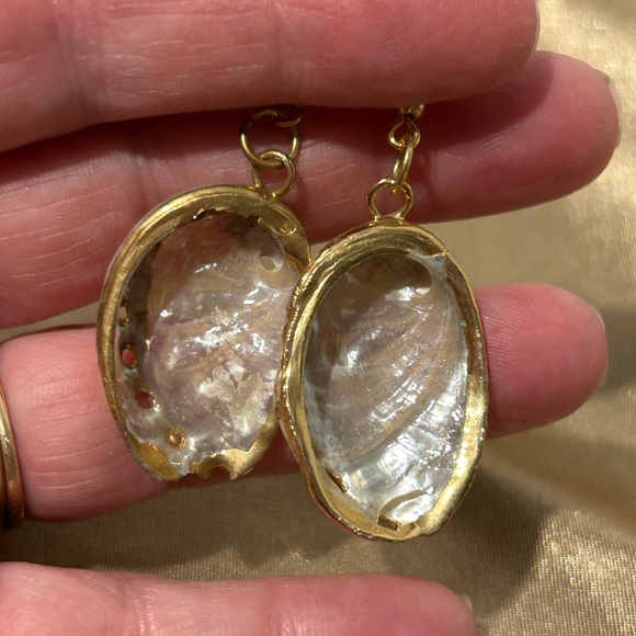 Jewelry - Elegant Gold Abalone Shell Earrings